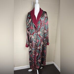 VTG Victoria's Secret Paisley Terry Cloth Lined Silky Robe LG SEE NOTES OLD MNY